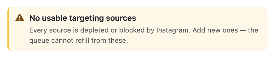 No usable targeting sources alert
