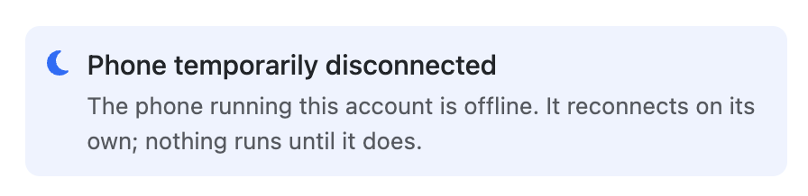 Phone temporarily disconnected alert