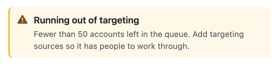 Running out of targeting alert
